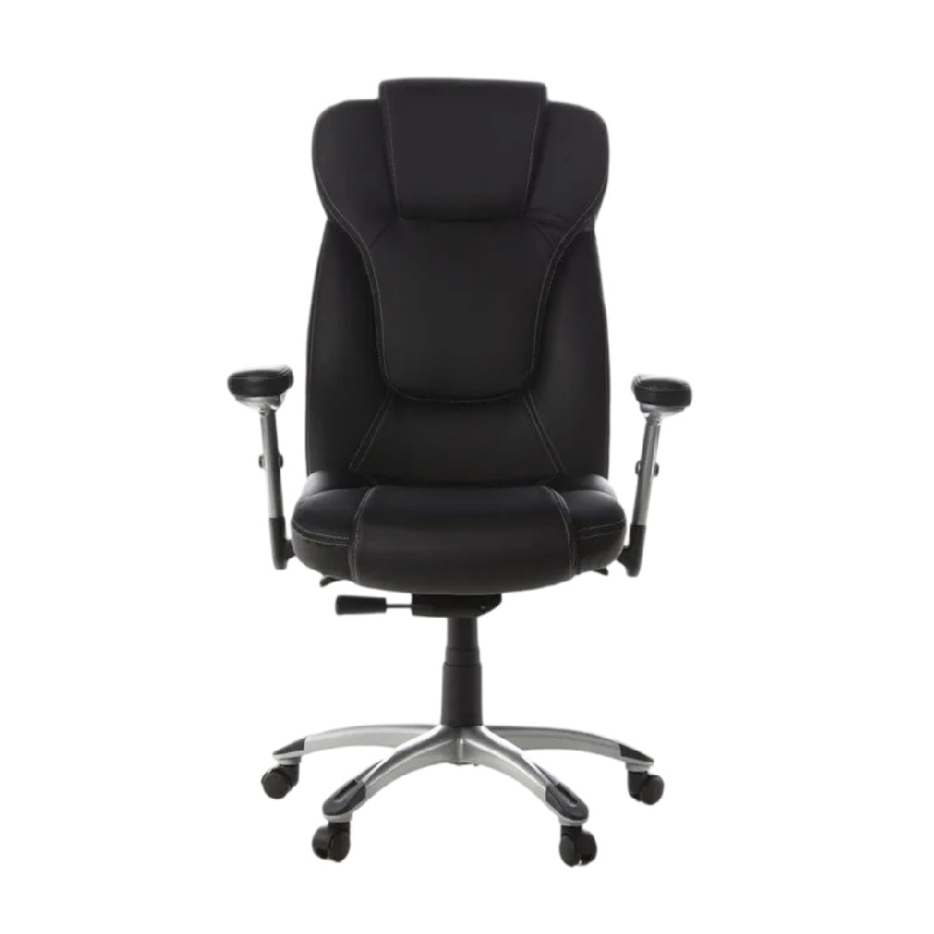 **Chaise de Bureau Ergonomique en Cuir Noir avec Accoudoirs**