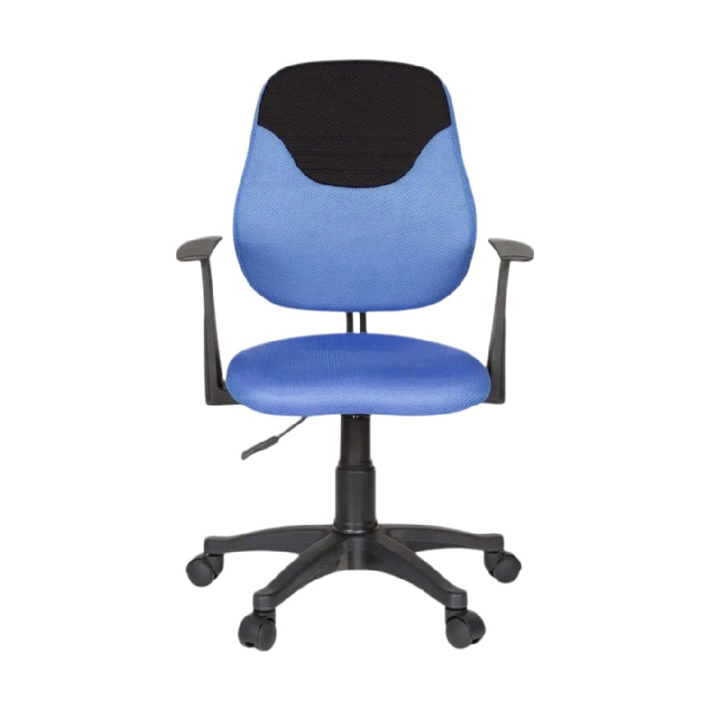 **Chaise de bureau ergonomique en tissu bleu avec accoudoirs**